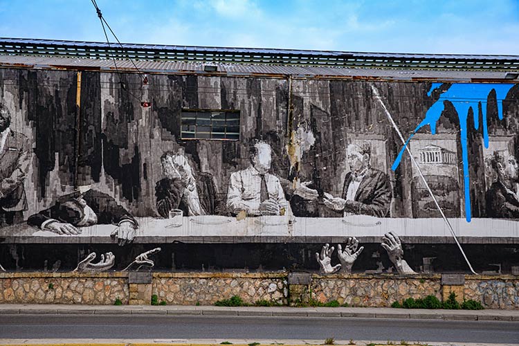 Street art Athene zwart wit