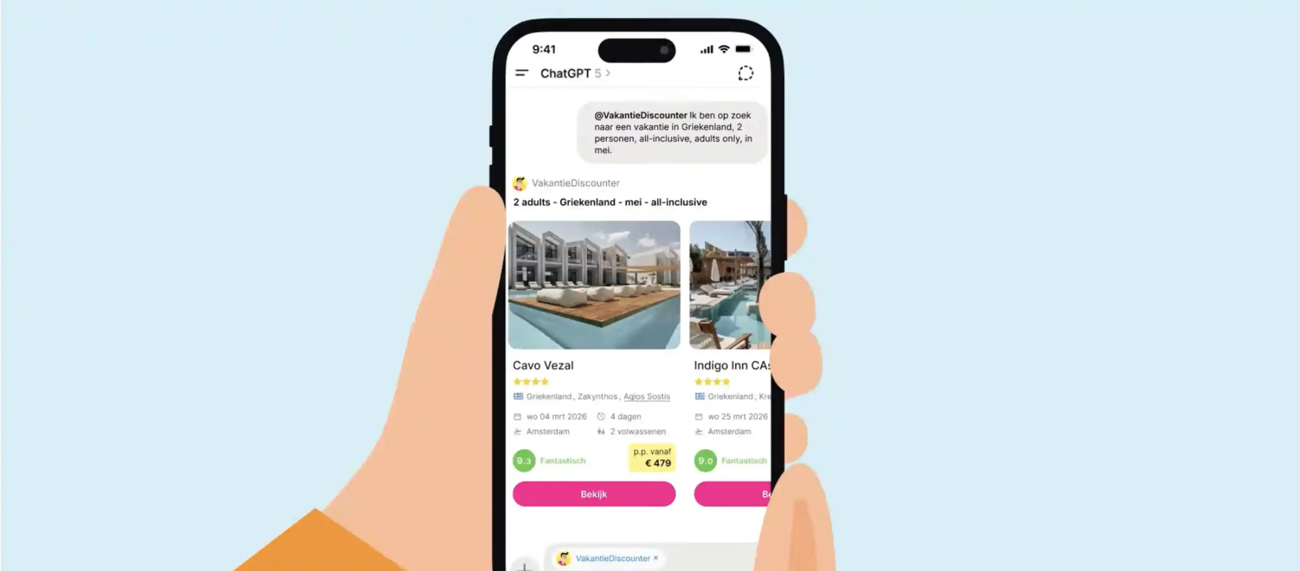 Vakantie zoeken chat GPT